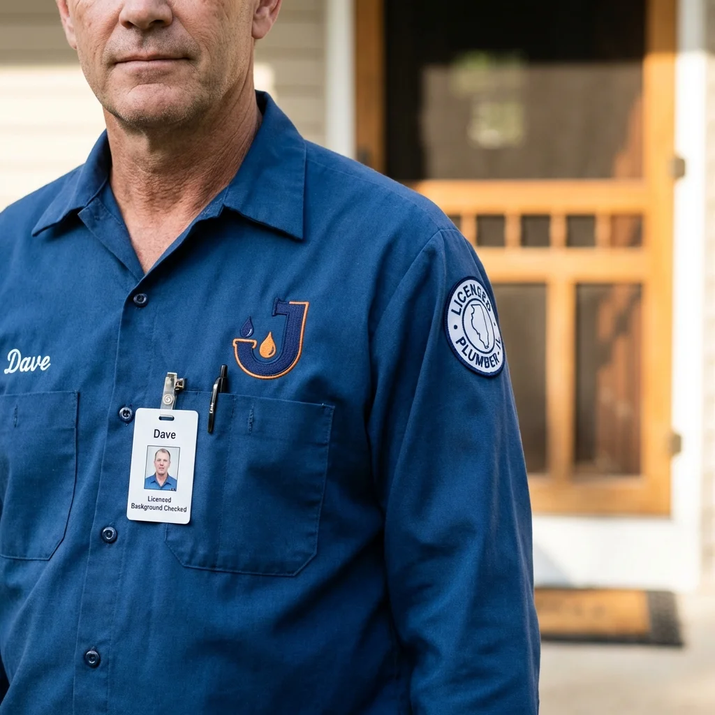 Licensed plumber showing ID badge in Tucumcari, NM